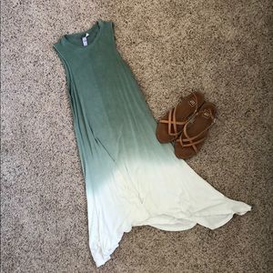 Ombré Green and White Sleeveless Dress